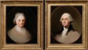 Pair Of Portraits: George And Martha Washington. by Jane Stuart