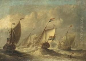 An Amsterdam State Yacht In The Company Of The Dutch Fleet by William Stuart
