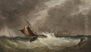 A Fishing Vessel In Rough Seas by William E.D. Stuart