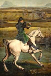 A Mounted Figure Blowing A Hunting Horn by George Stubbs