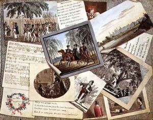 Trompe loeil collage of sheet music, greeting cards and poems, c.1821 by Anonymous Artist
