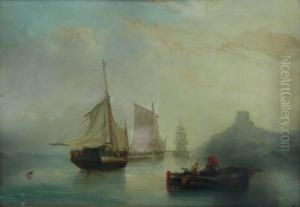 Sailing Barges Off The Coast