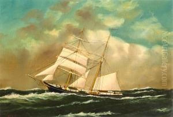 A Merchant Brig Under Shortened Sail - view 1