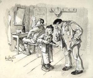 Beim Barbier by Hans Stubenrauch