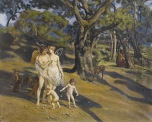 Antiker Hain Mit Amor Und Psyche by Ernst Stuckelberg