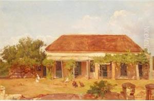 A Farmyard With Chickens by Borge Fog Stuckenberg