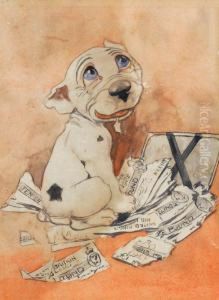 A Small Watercolour Drawing Ofbonzo The Dog by George Ernest Studdy