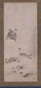 Waterfowl, one of a pair of hanging scrolls, Edo period by Anonymous Artist