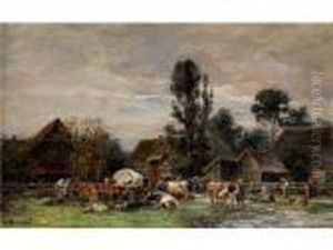 Der Viehmarkt Vor Dachau by Karl Stuhlmuller