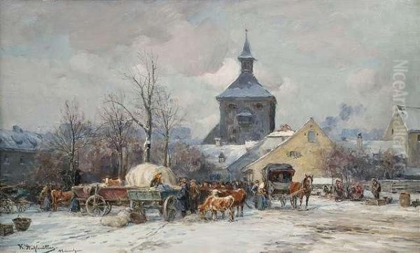 Wintry Cattlemarket In A Bavarian Village. - view 1