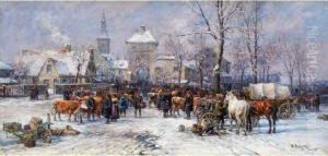 Viehmarkt In Dachau by Karl Stuhlmuller