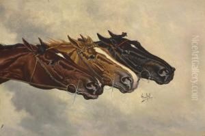 Head Studies Of Three Racehorses: Henry Of Navarre, Monitor Anddomino