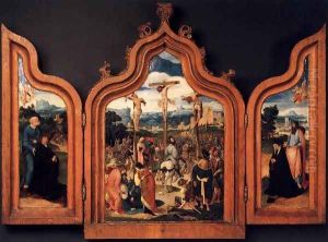 Triptych with the Crucifixion and Donors 1525 by Anonymous Artist