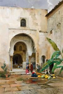 "studie Aus Der Alhambra" Betitelt by Josef Sturm