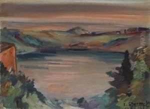 Landschaft Mit See by Egge (eugen) Sturm-Skrla