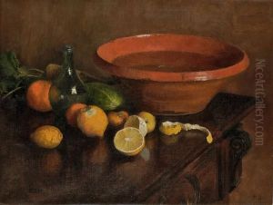 Stillleben Mitschussel Und Zitronen by Hans Sturzenegger