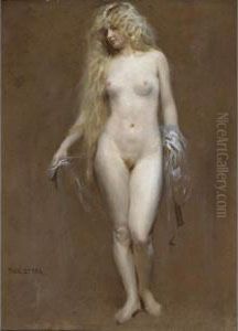 A Blonde Beauty In Transparent Veil by Tadeusz Styka