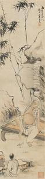 Seated Man On Day Bed With Attendant - view 1