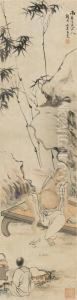 Seated Man On Day Bed With Attendant by Wang Su