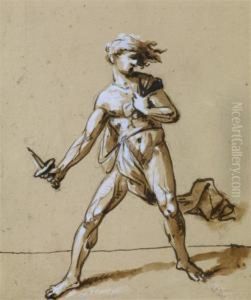 Homme Drape Arme D'une Dague