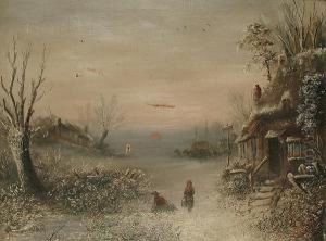 'a Winters Evening At Malvern Wells'; And 'the Golden Moment On The River Wye' by Joseph Such