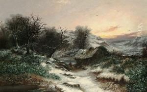 A Figure In A Winter Landscape by William Thomas Such