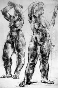 Ket allo noi akt (Fesulkodok), 1922 by Vilmos Aba-Novak
