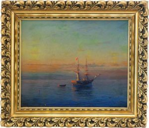 Sailing Ship In Sunset by Rufim Gavrilovitch Sudkovsky