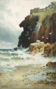 Waves Crashing Against Cliffs by Arthur Suker