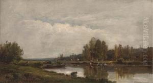 Washerwomen On The Banks Of A River
