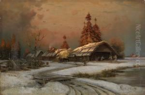 Village Scene In Winter