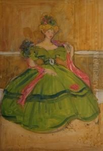 'girl In Green Dress'. by Edmund Joseph Sullivan