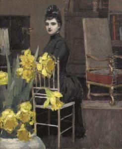 In The Music Room With Daffodils by William Sullivant Vanderbilt Allen
