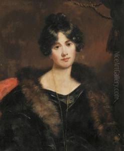Portrait Of A Young Woman With A Fur Stole And A Goldchain