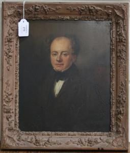 Half Length Portrait Of A Seated Gentleman Wearing A White Chemise