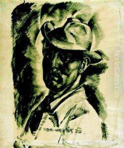 Önarckép kalapban, 1920 by Vilmos Aba-Novak