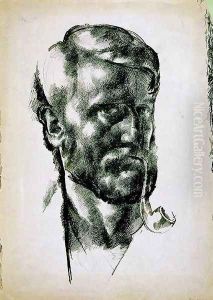 Szakallas onarckep pipaval, 1923 by Vilmos Aba-Novak