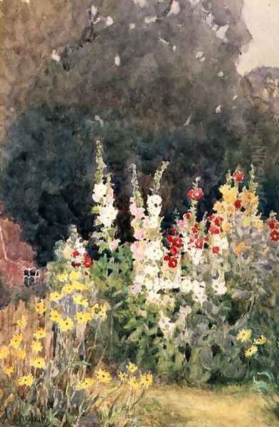 Hollyhocks - view 1