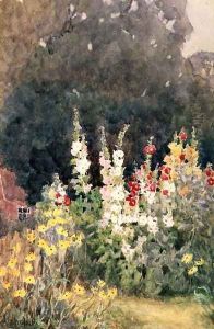 Hollyhocks by Helen Mary Elizabeth Allingham