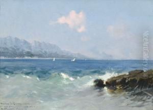 Kustenpartie Mit Segelschiffen by Ange Supparo