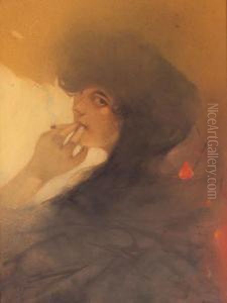 A Woman Smoking - view 1