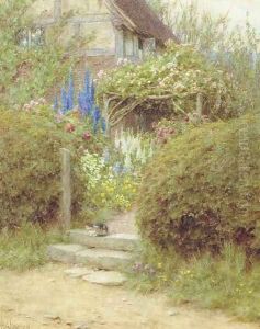 A Cottage Gate, West Horsley, Surrey by Helen Mary Elizabeth Allingham