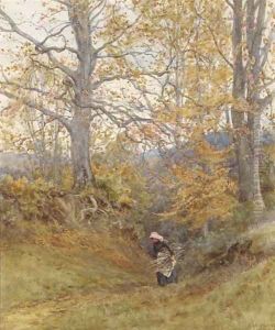 Gathering firewood, autumn by Helen Mary Elizabeth Allingham