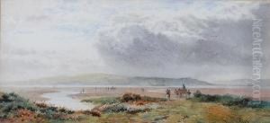 Coastal Landscape With Fisherfolk Andcart by John Surtees