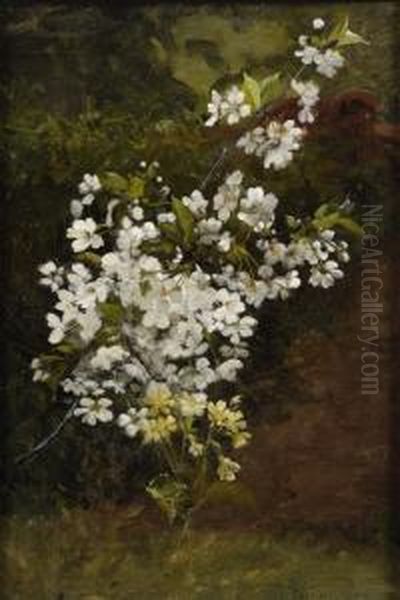 Apfelblutenzweig Und Schlusselblumen. - view 1