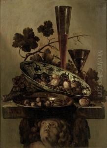 A Porcelain Bowl With Walnuts by Abraham Susenier