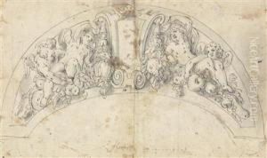 Studienblatt Mit Aufwolken Schwebenden Putten Und Gottvater by Friedrich Sustris