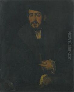 Portrait Of A Gentleman, Half Length, Wearing A Black Cap, A Furcollar And Lace Cuffs