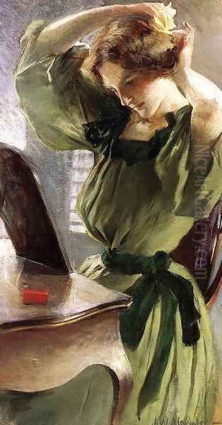 Young Woman Arranging Her Hair - view 1