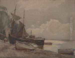 Boats In Harbor by Lester Sutcliffe
